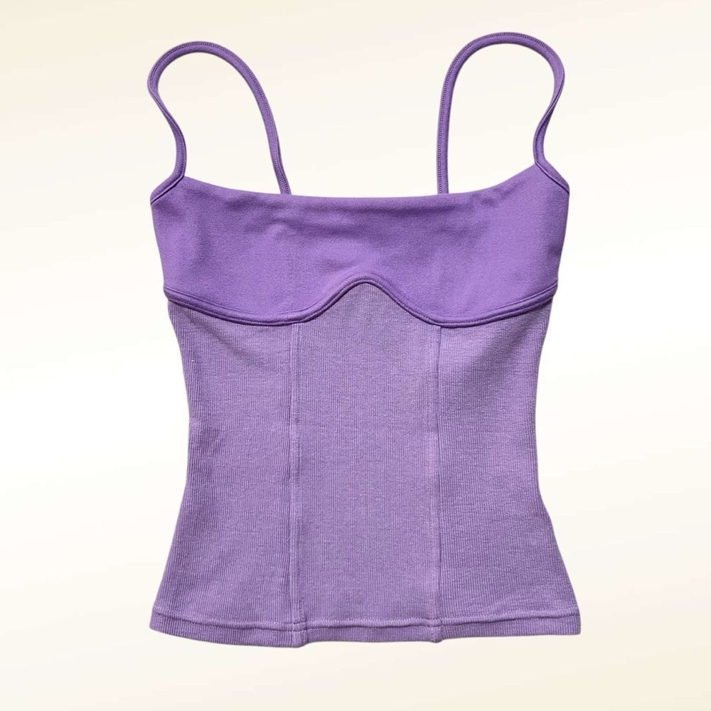 Commense Ribbed Camisole Top Size XS Purple Fitted Babydoll Coquette